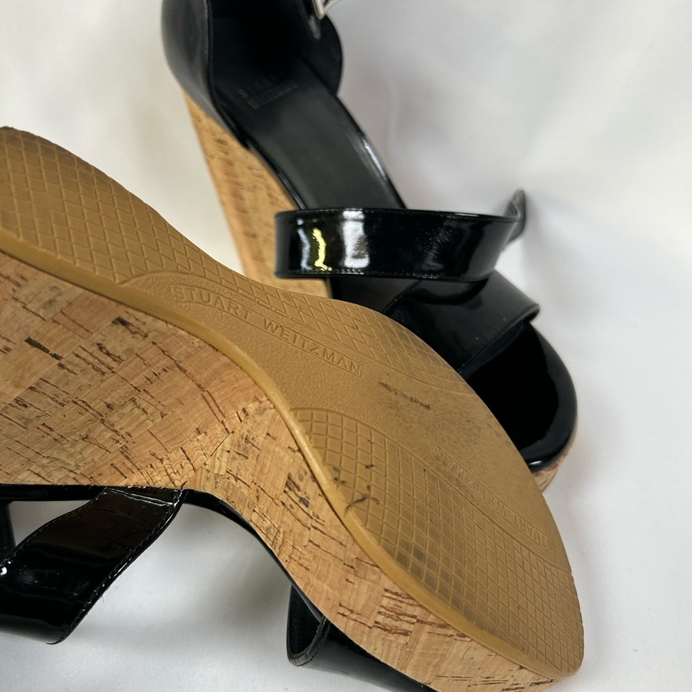 Stuart Weitzman Open Toe Cork Wedge Shoe Size 8 B… - image 5
